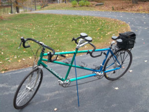 Noseless bike seat saddle x 2 on a Santana tandem bike. The perfect bike seat for men. The perfect bike seat for women. 