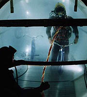 Noseless bike seat in an underwater chamber used by Canadian Seals. 15 years in salt water and the same seats are being used